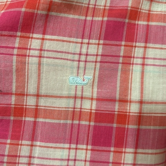 VINEYARD VINES RESORT PLAID RELAXED BUTTON DOWN BRIGHT PINK SIZE 8 - Picture 8 of 10